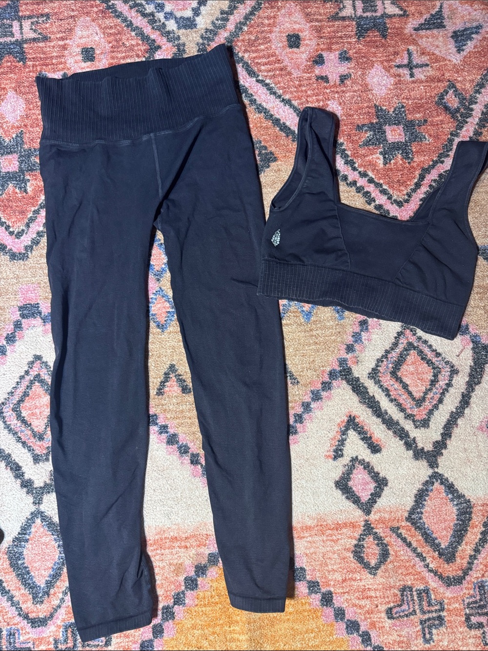 Free People FP Movement Good Karma High-Waist Leggings & Sports Bra Set M/L Blk
